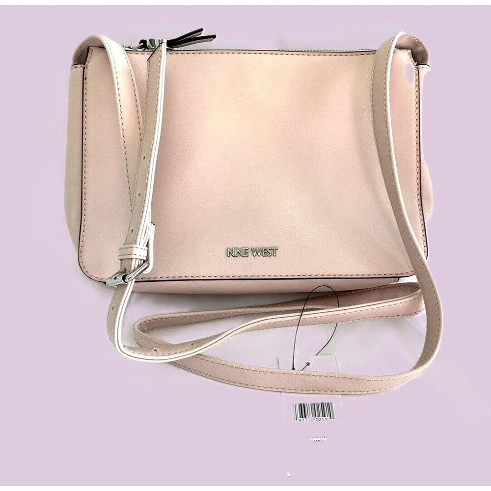 Nine West Prosper Mini Cameo Pink Triple Gusset Crossbody Handbag NEW NWT Purse